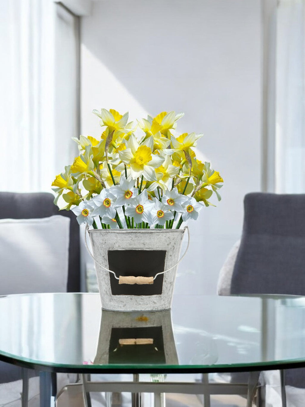 7 Inch Diameter Metal Pail with Chalkboard