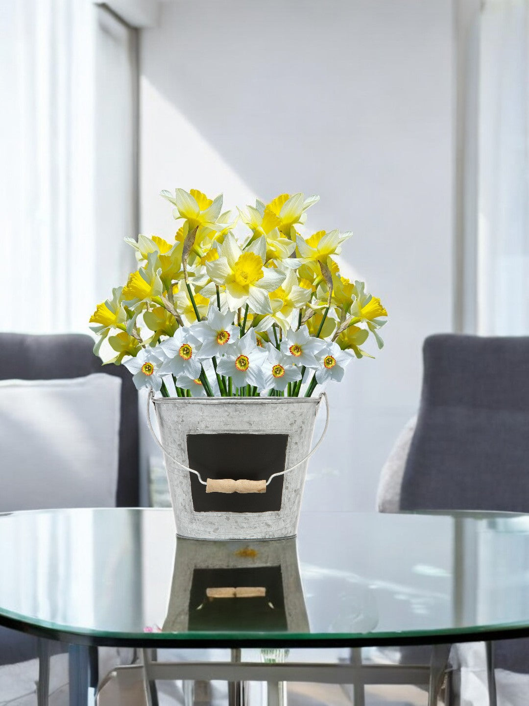 7 Inch Diameter Metal Pail with Chalkboard