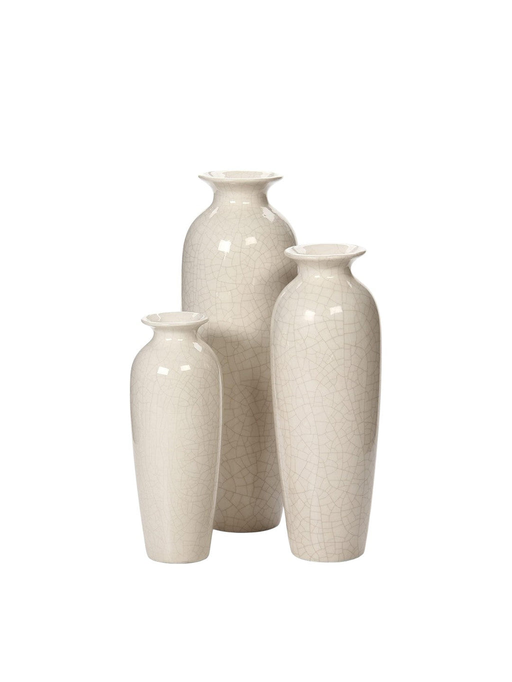 Ceramic Vases, Crackle Ivory Color Ceramic