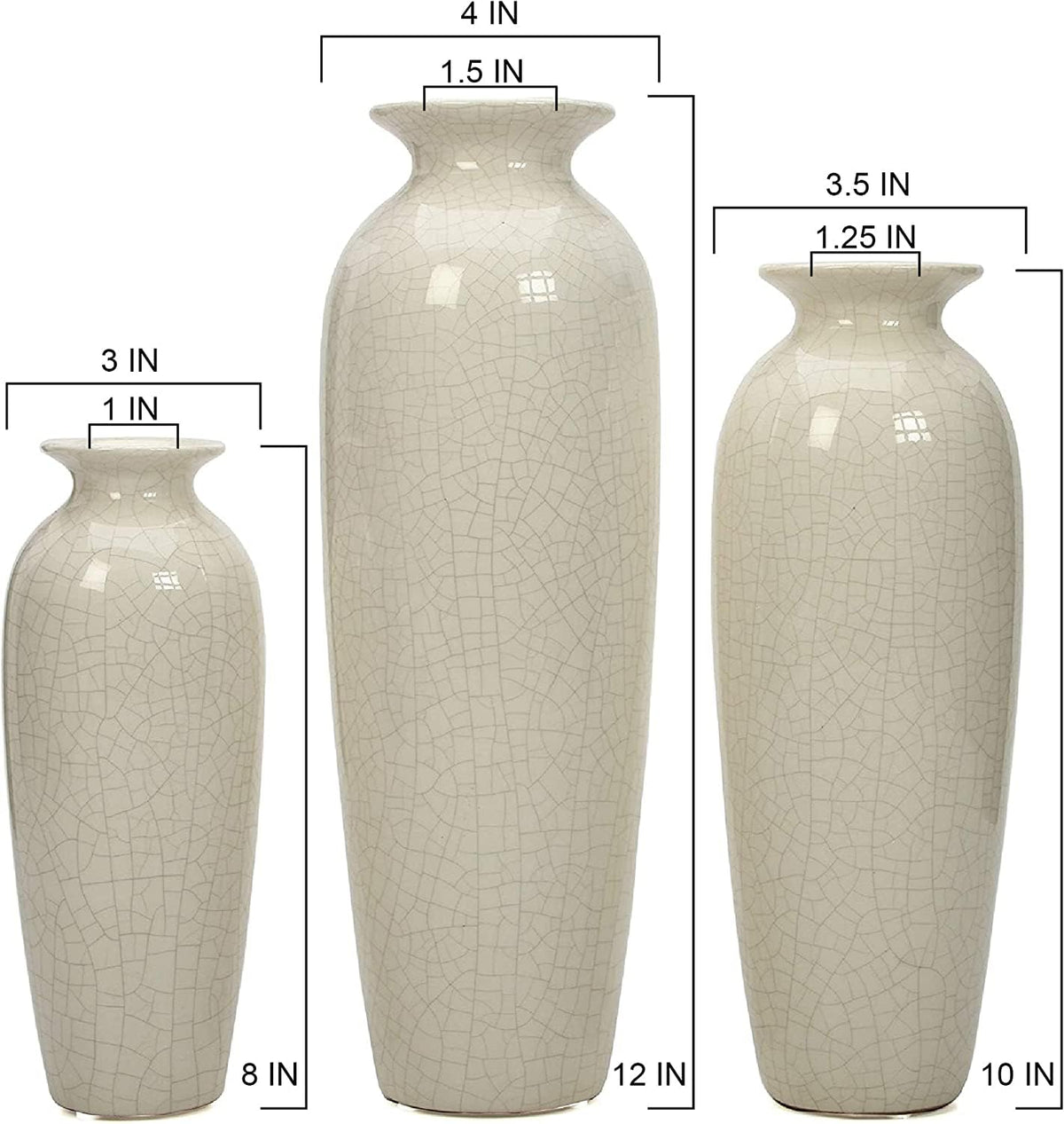 Ceramic Vases, Crackle Ivory Color Ceramic