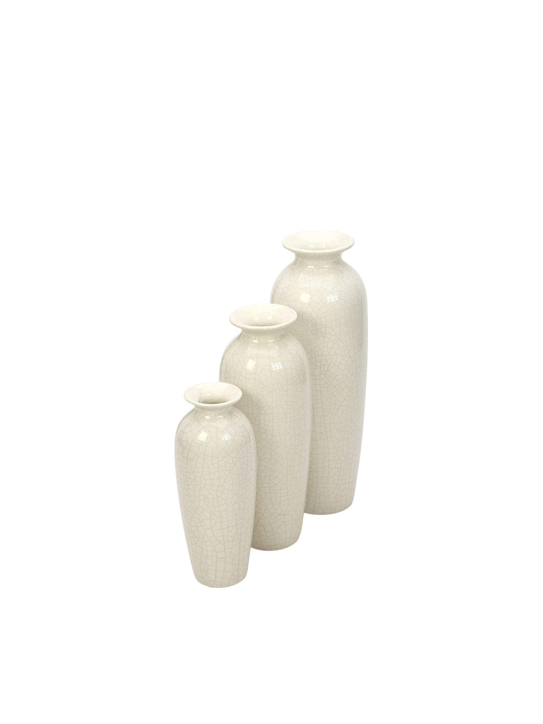Ceramic Vases, Crackle Ivory Color Ceramic